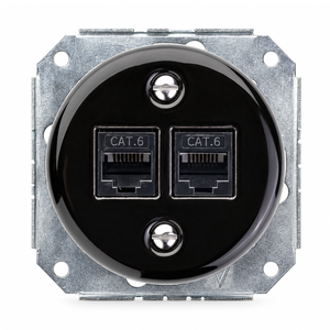 FND CAT6 2XRJ45 CONECTOR PORCELANA NEGRA