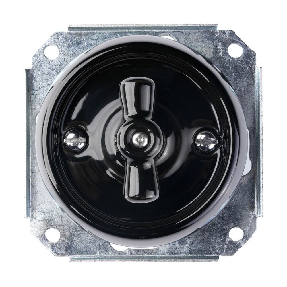 FND DOBLE INTERRUPTOR GIRATORIO PORCELANA NEGRA